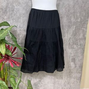 Ellos Broom Skirt Women's size 14W Black Tiered elastic waist tiered & is lined.